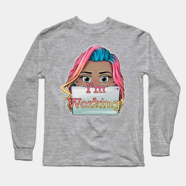 Reva Prisma I'm working face emoji Long Sleeve T-Shirt by Mei.illustration